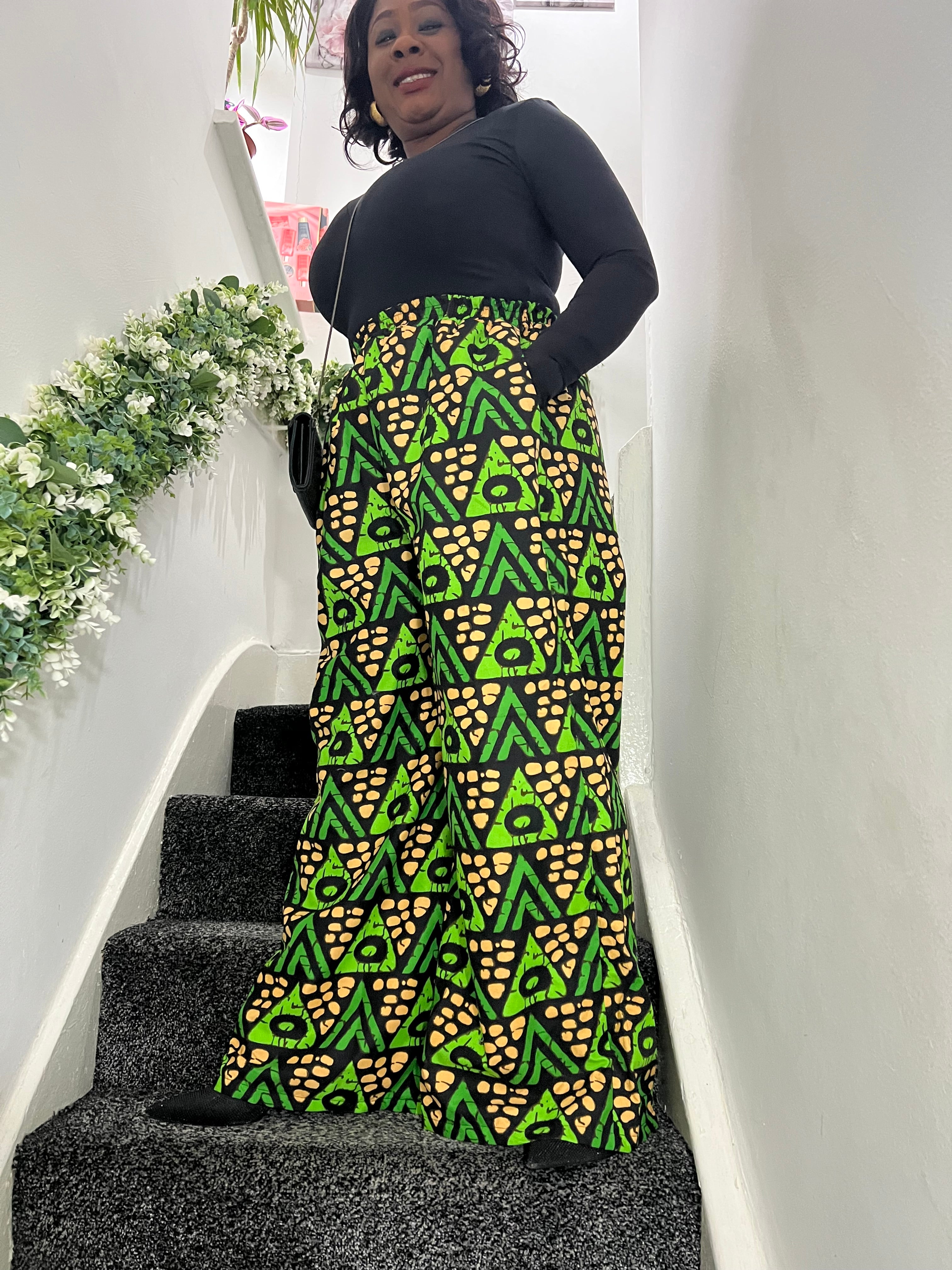 African Palazzo Trouser - Size 16/18 - Green