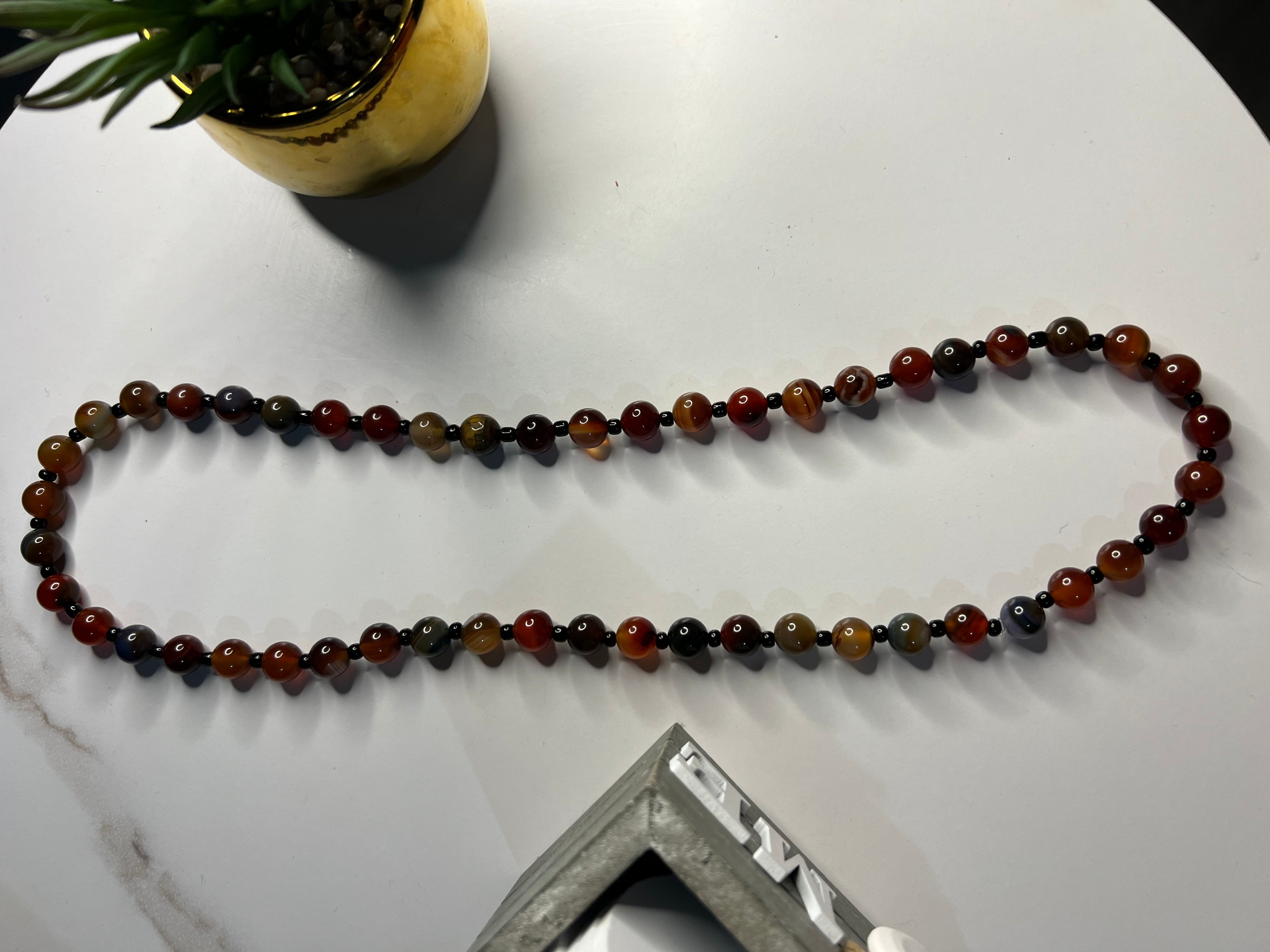 Multi-Colored Agate Beaded Necklace 24 inches