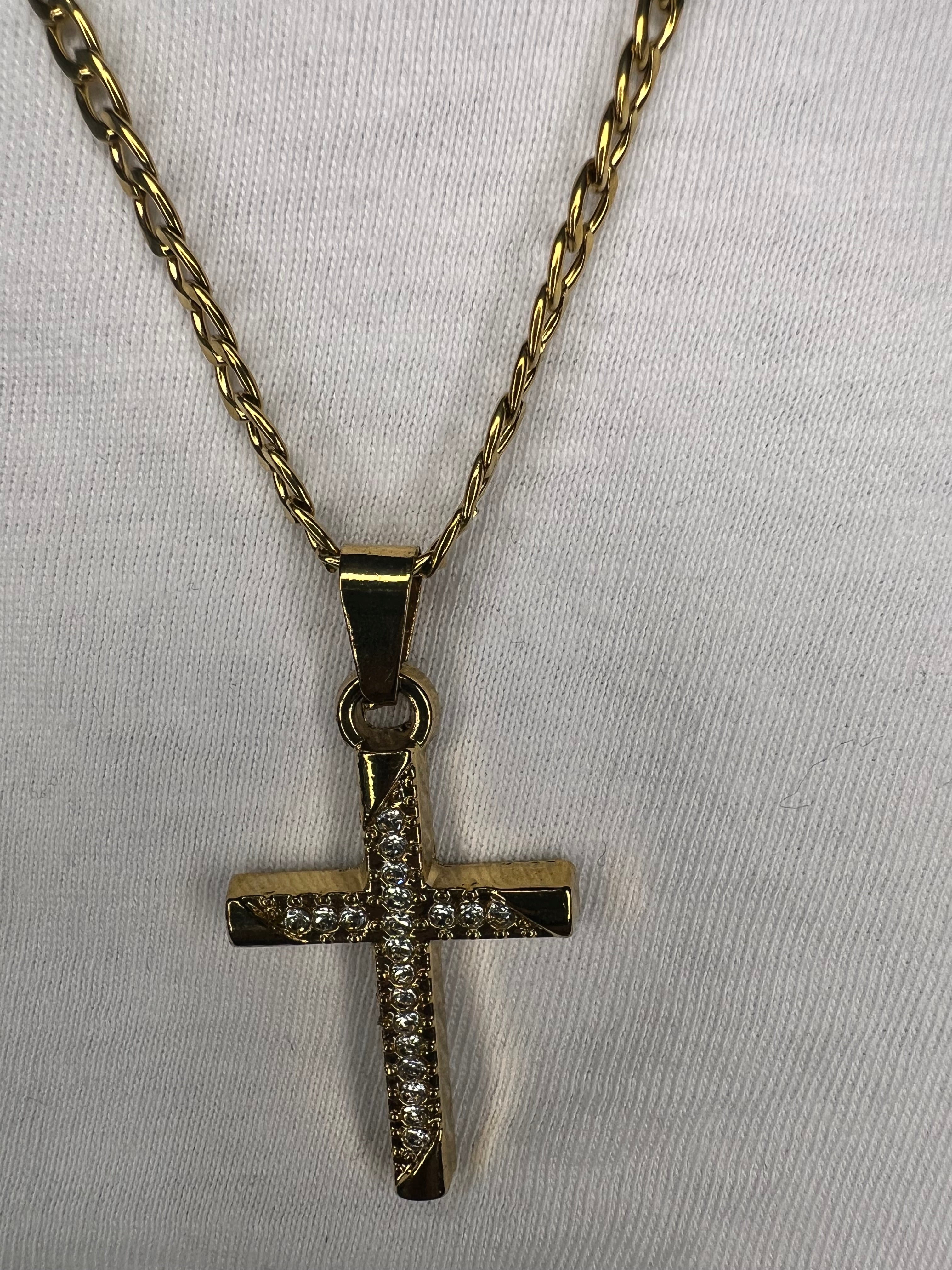 Men's Stainless Steel Cross Pendant Necklace - 24 Inches Fade-Free