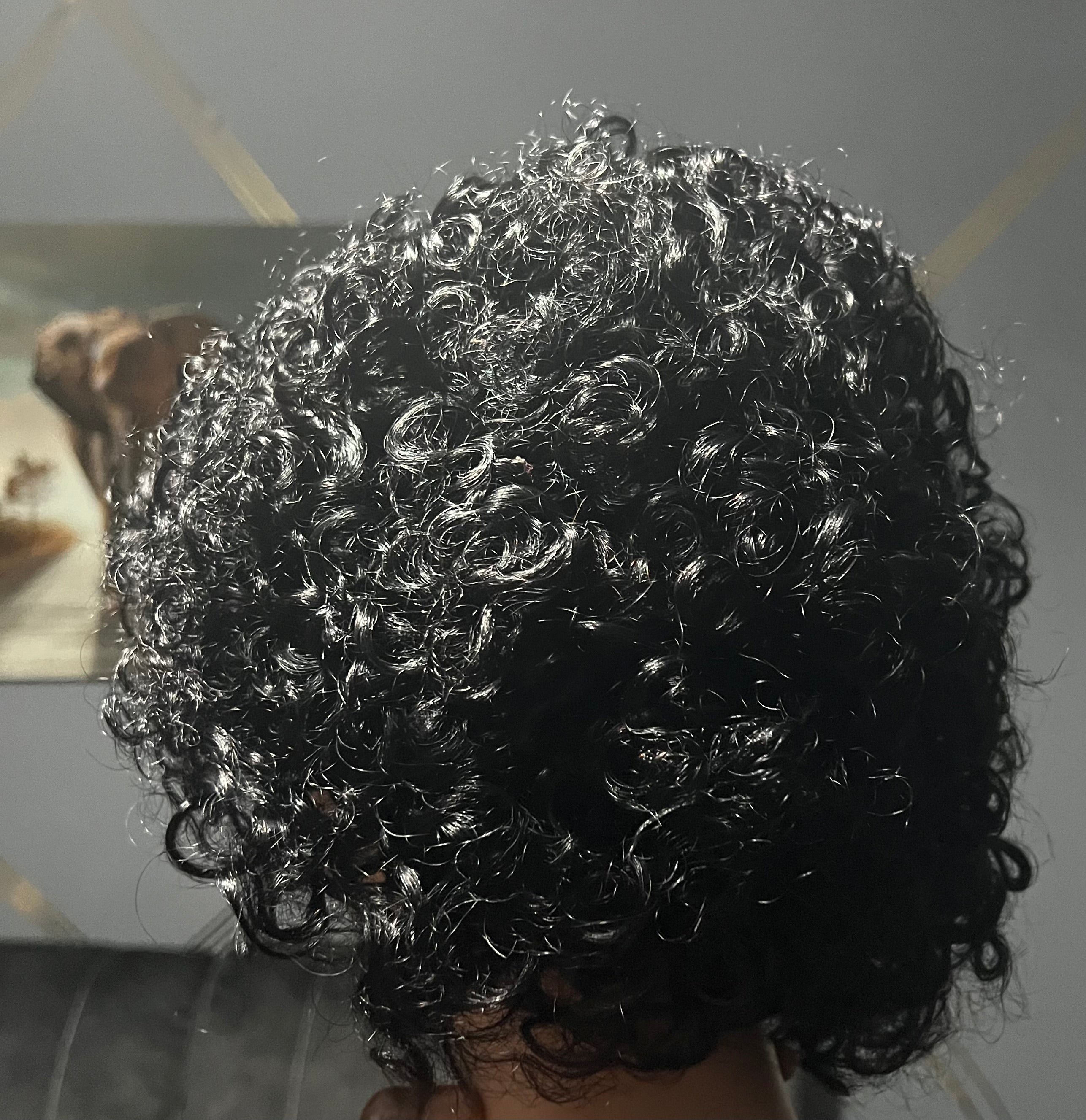 Afro Human Hair Curly Wig 8”
