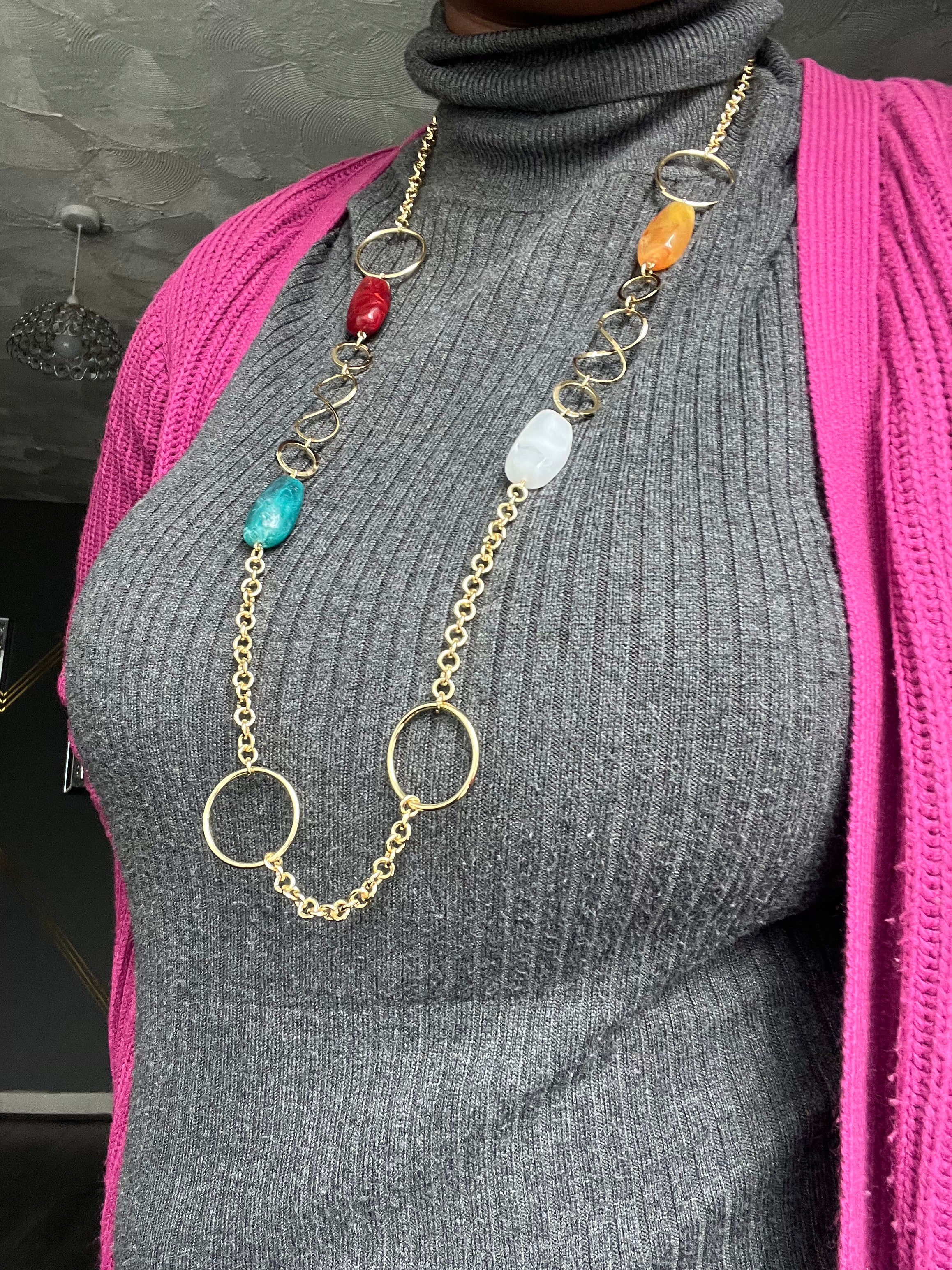 Long Necklace Mixed with crystal Beads