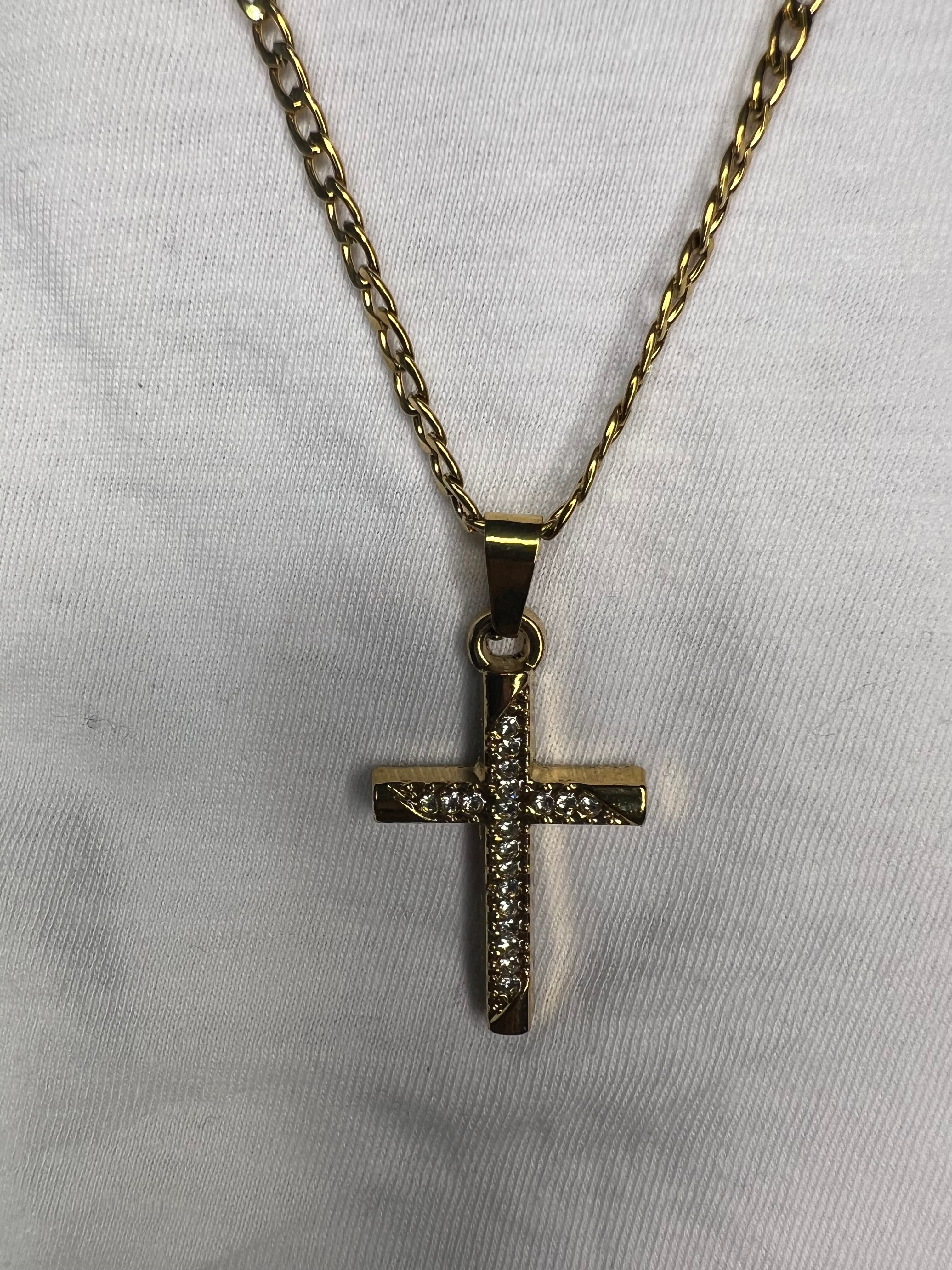 Men's Stainless Steel Cross Pendant Necklace - 24 Inches Fade-Free