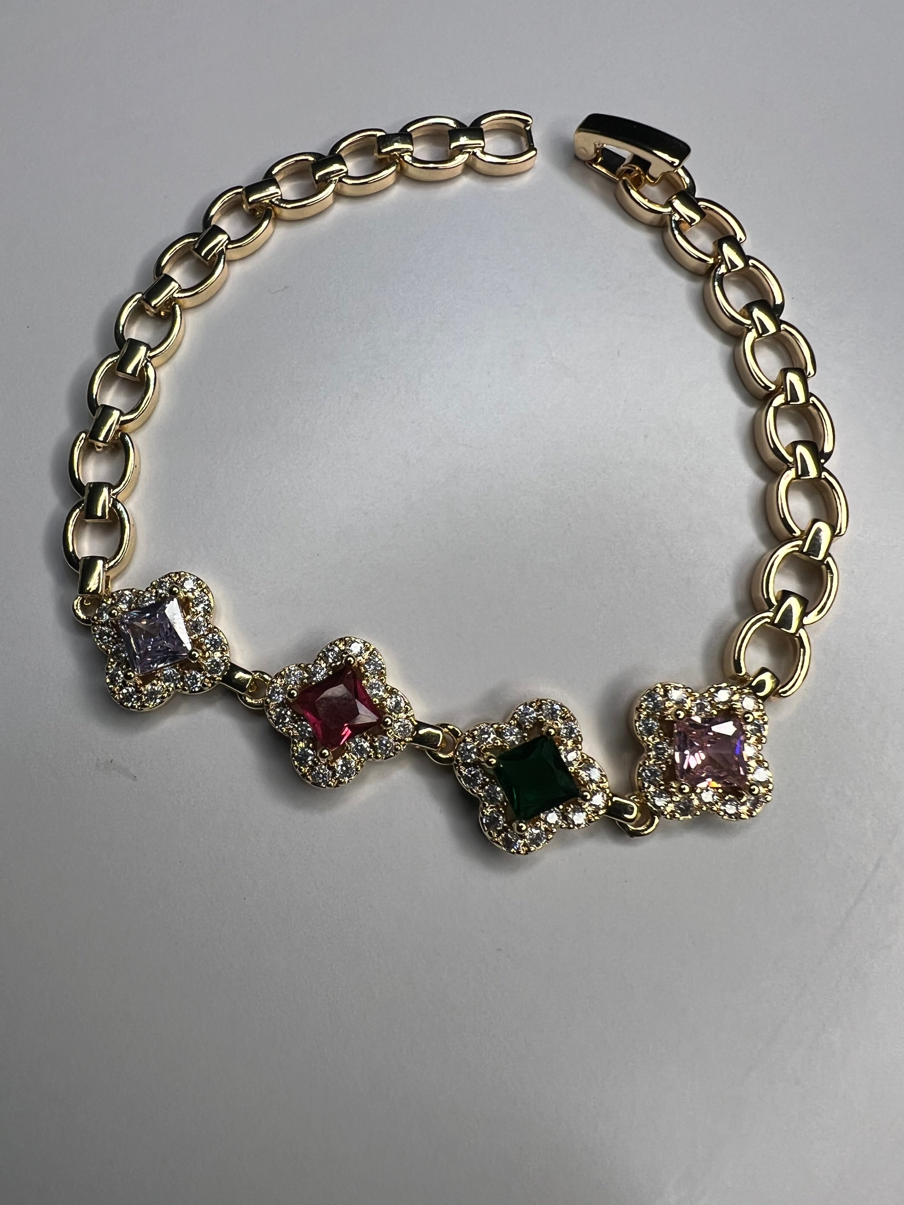 Hand Bracelet with 4 Crystal Stones 7.5cm long