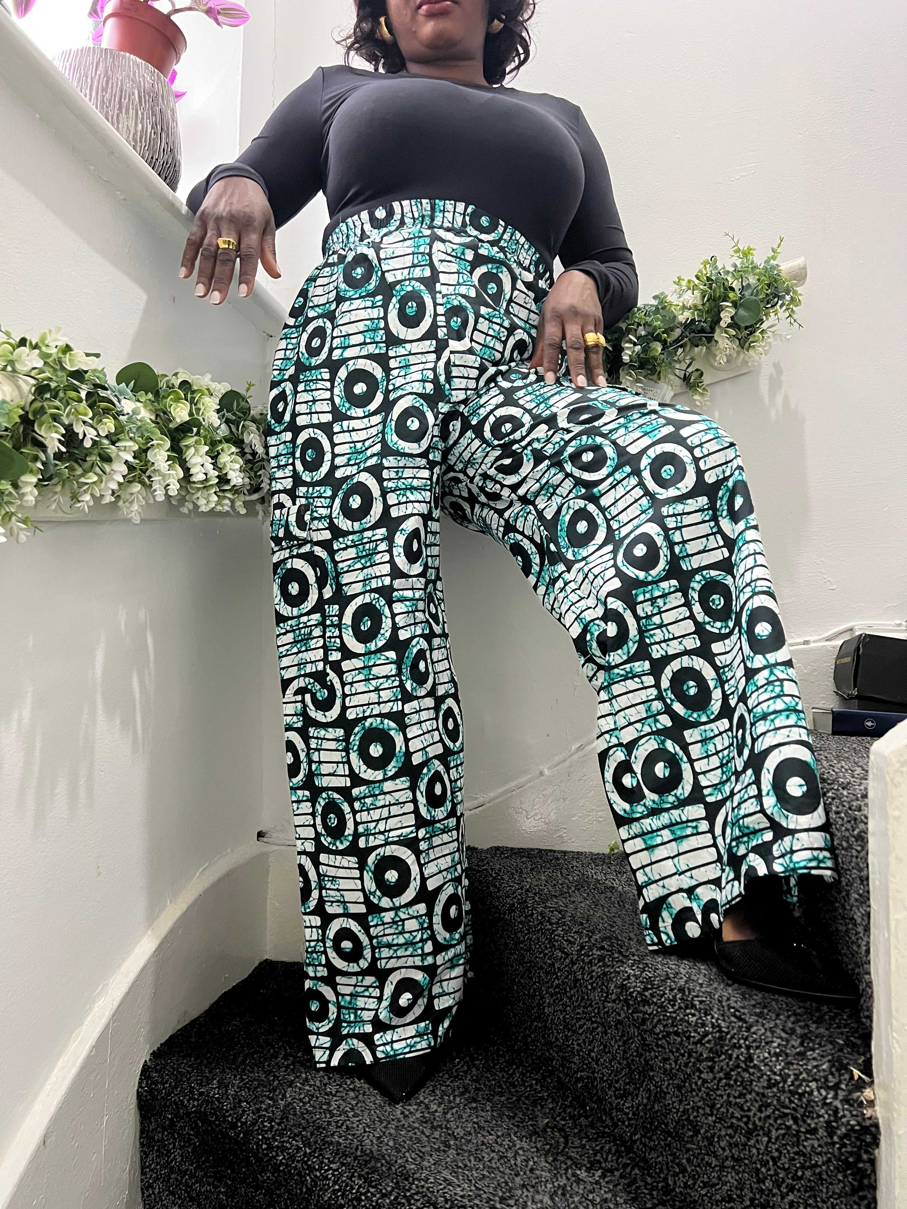 African Palazzo Compact Trouser - Size 10/12/14