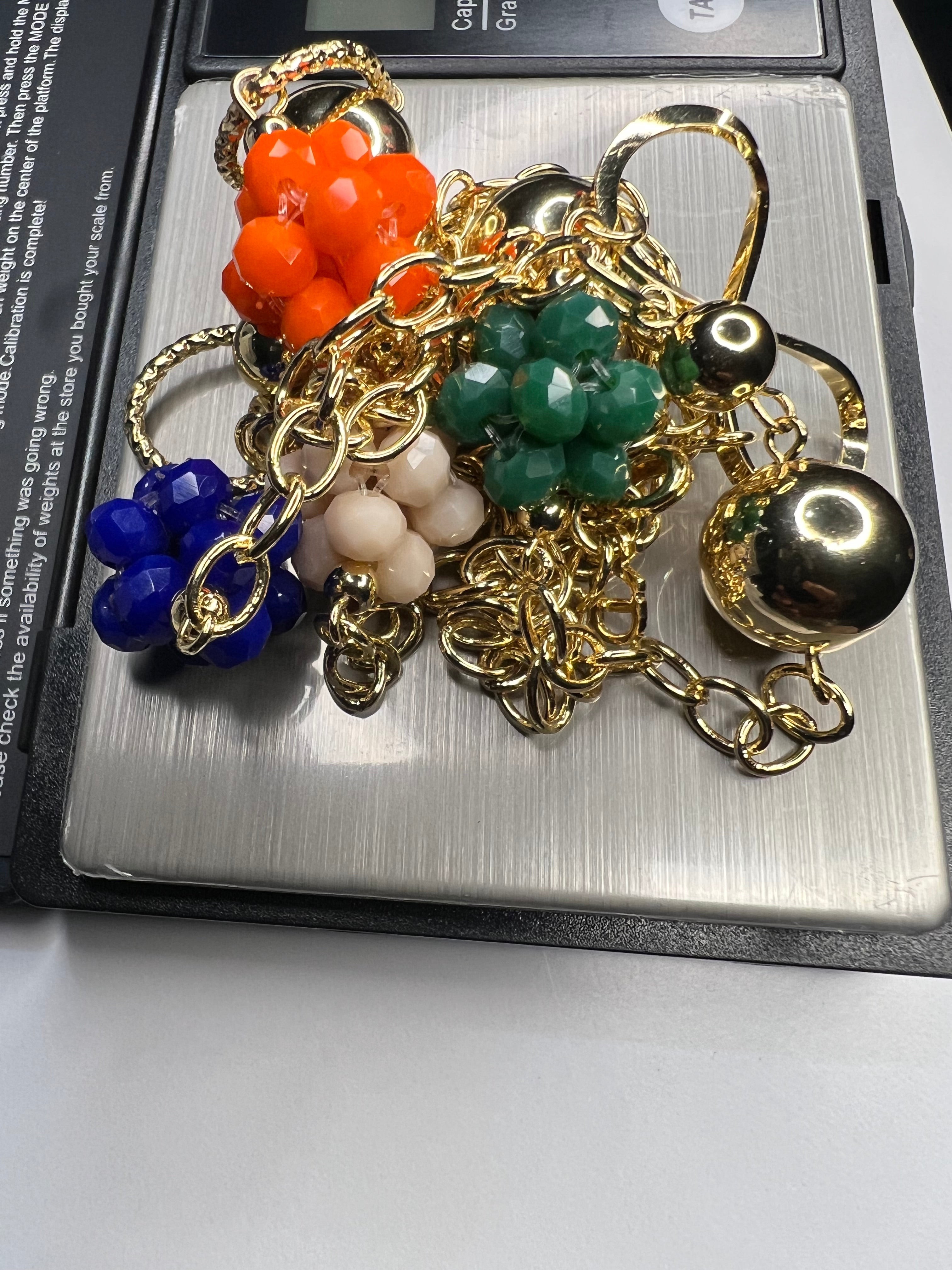 Fancy Long Necklace with Colourful Crystal Beads