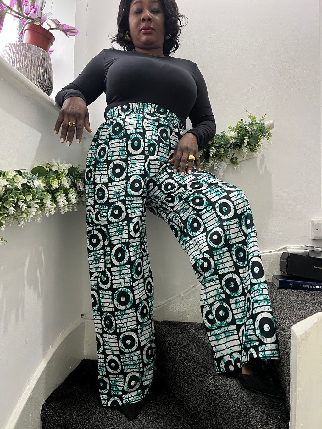 African Palazzo Compact Trouser - Size 10/12/14