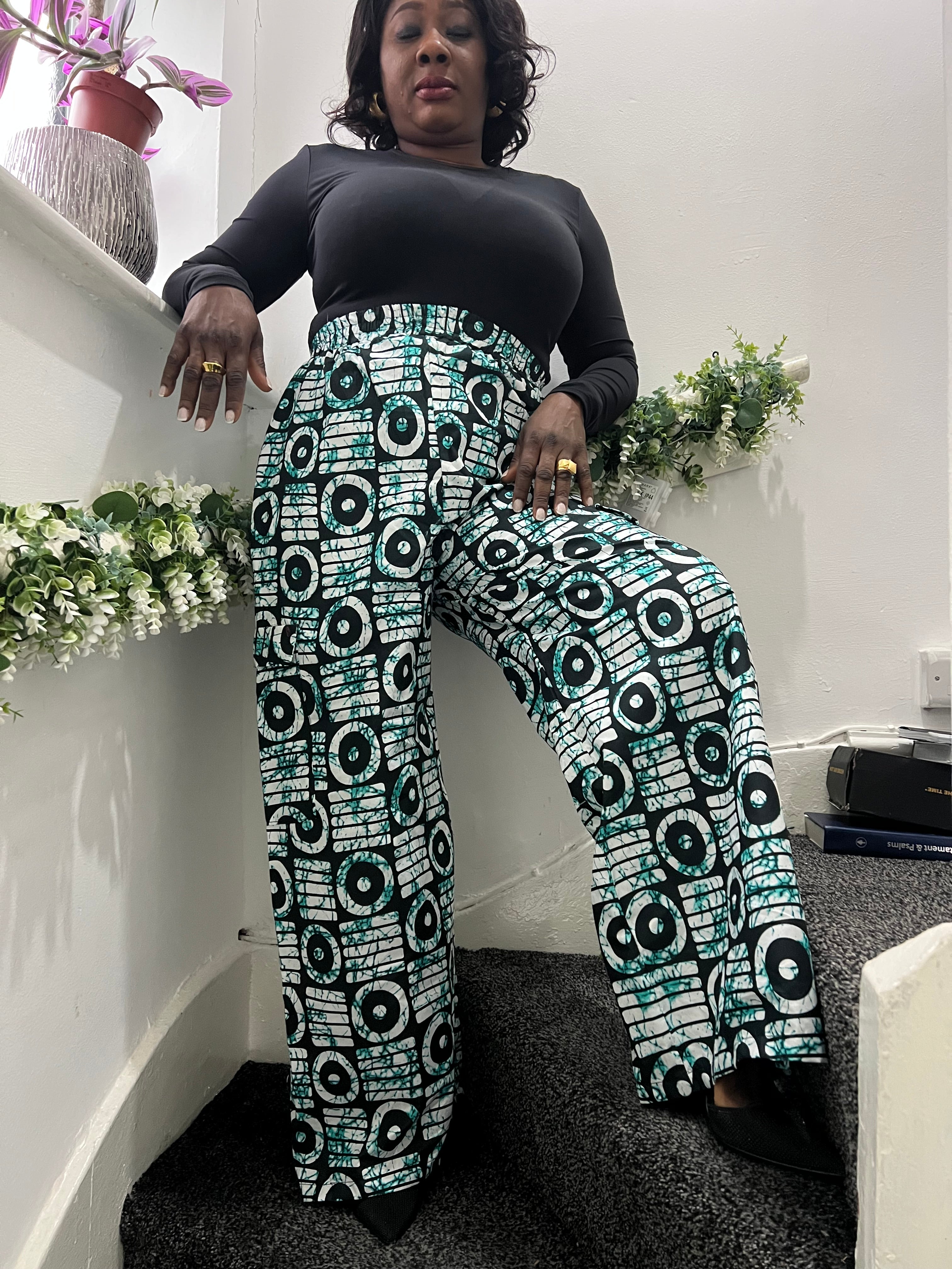 African Palazzo Compact Trouser - Size 10/12/14
