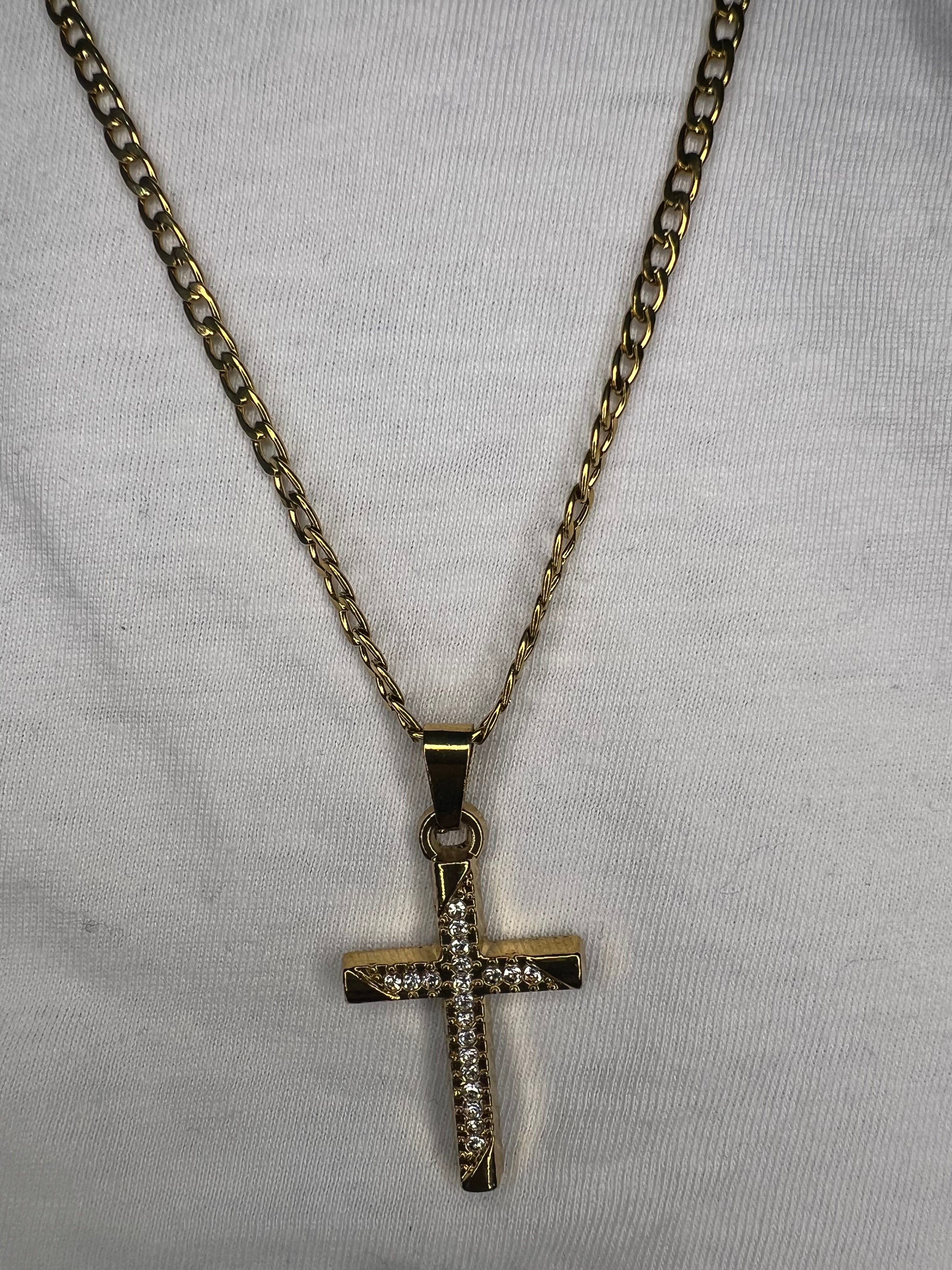 Men's Stainless Steel Cross Pendant Necklace - 24 Inches Fade-Free
