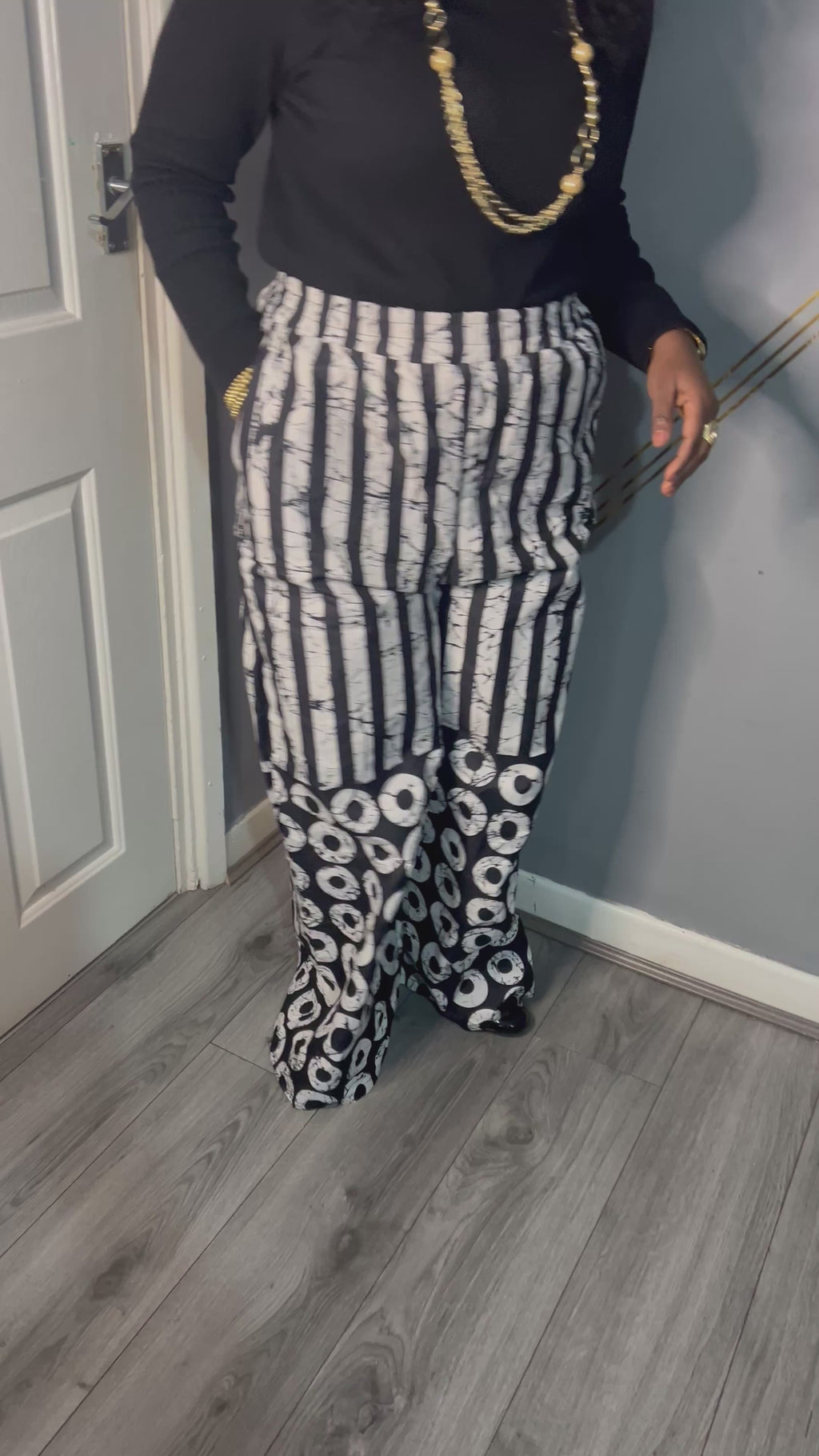 African Palazzo Trouser Black and White