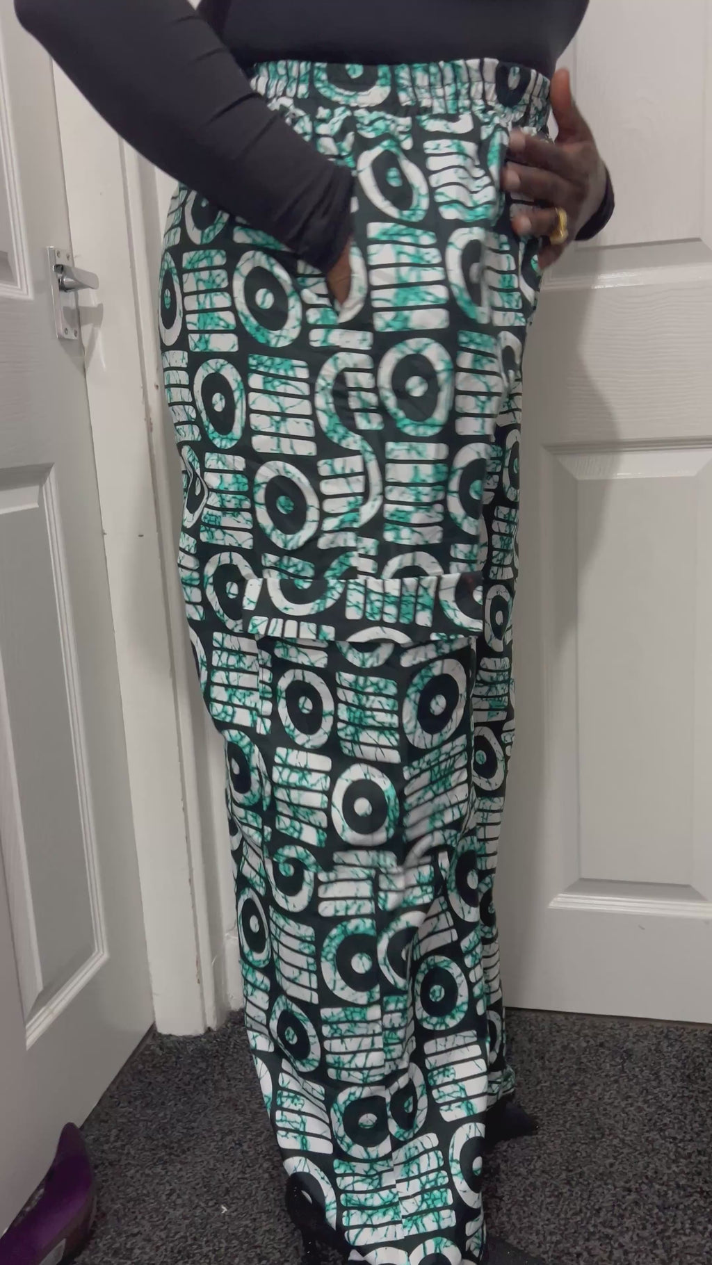 African Palazzo Compact Trouser - Size 10/12/14