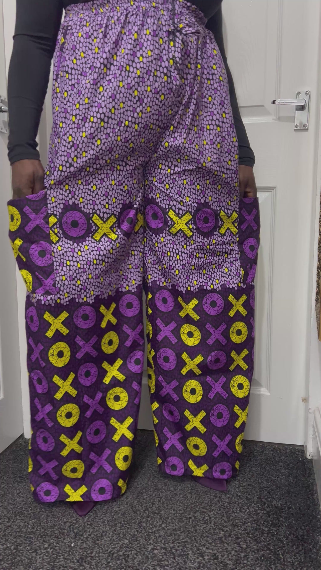 African Palazzo Trouser compact- UK Size 16/18 - Purple