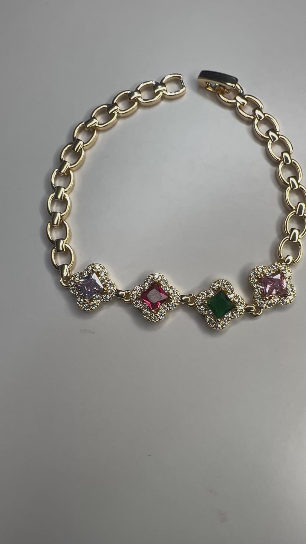 Hand Bracelet with 4 Crystal Stones 7.5cm long