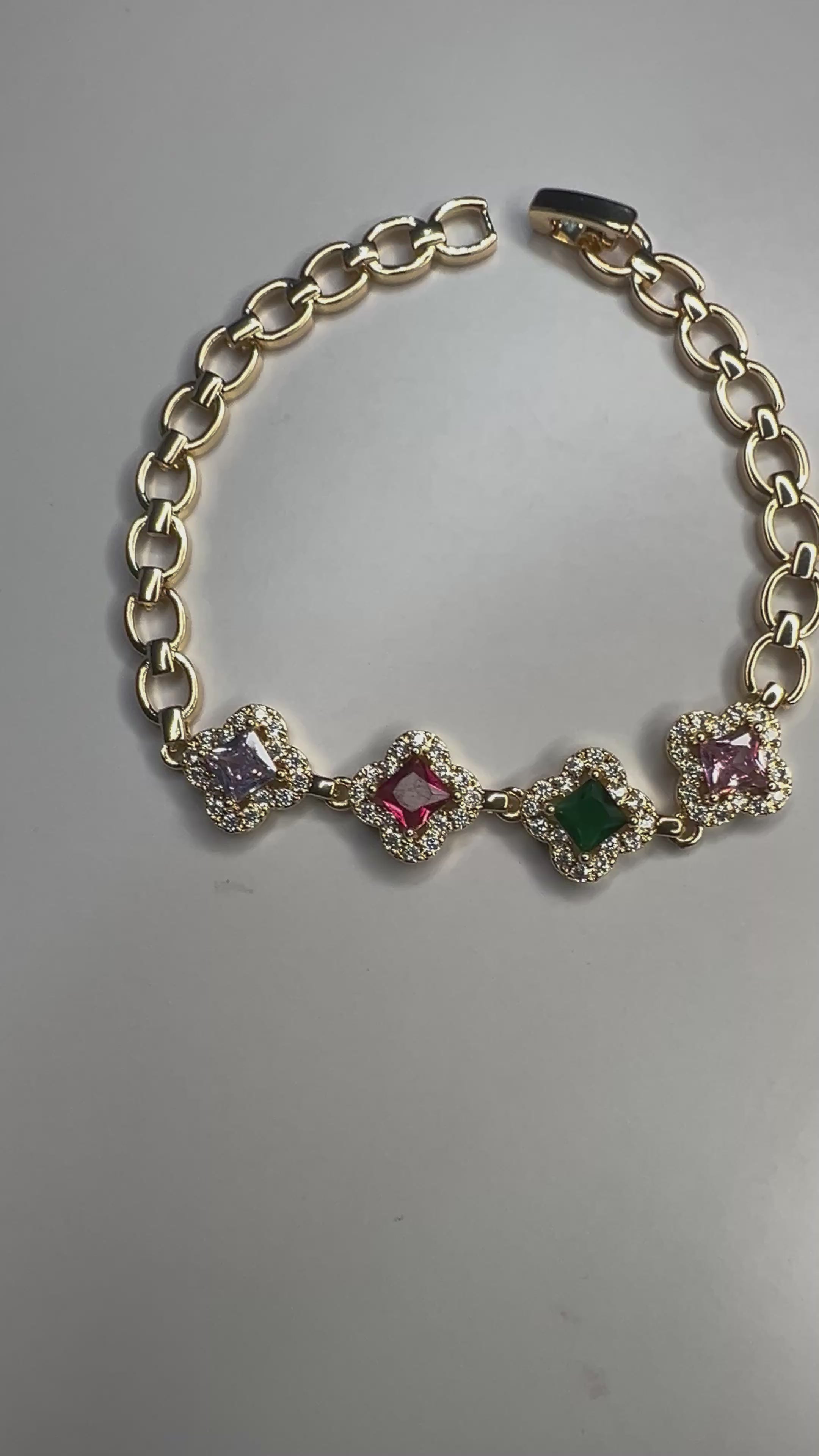 Hand Bracelet with 4 Crystal Stones 7.5cm long