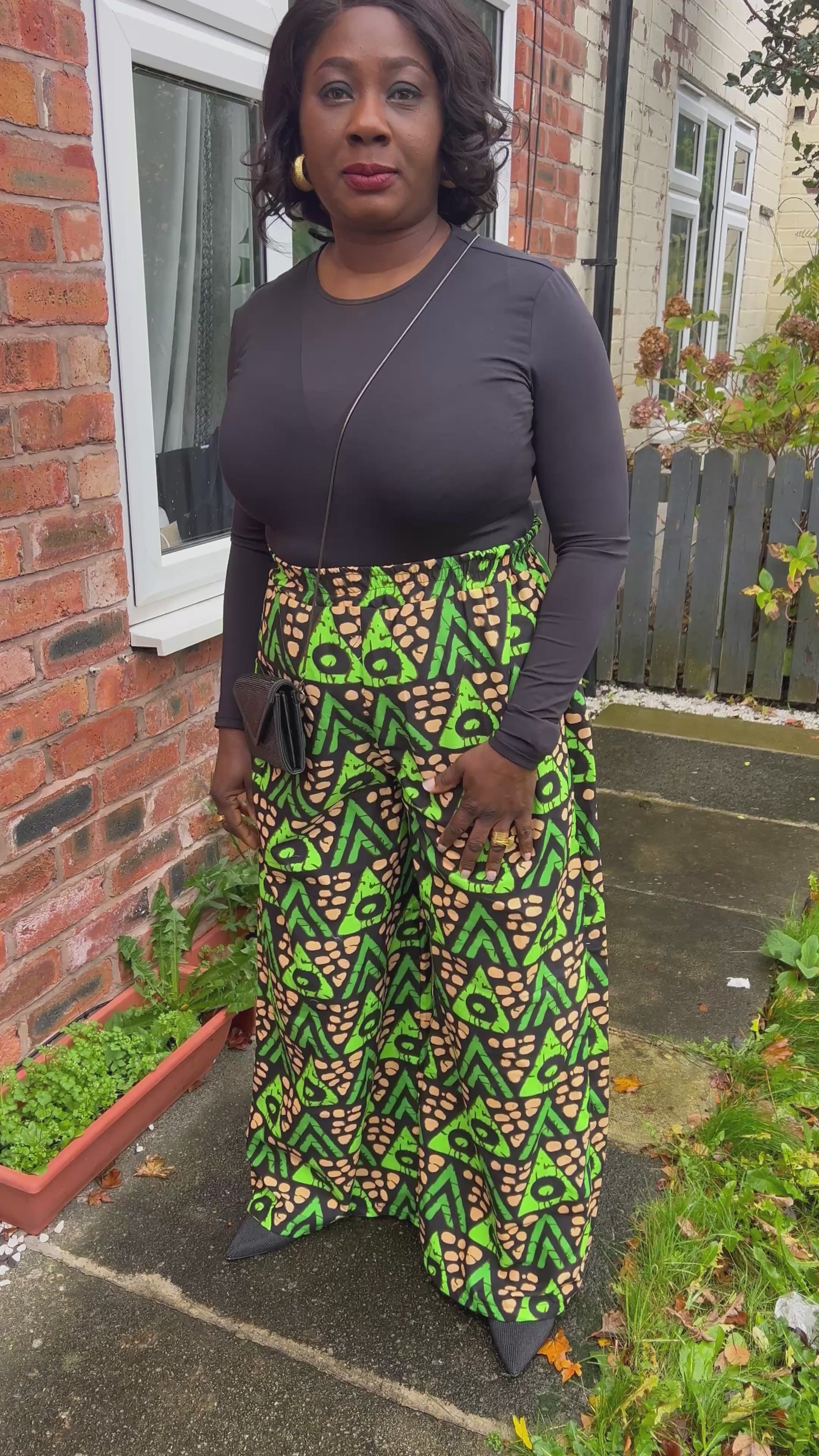 African Palazzo Trouser - Size 16/18 - Green